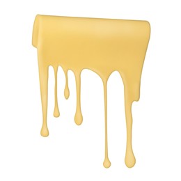 Image of Tasty cheese stretching in air on white background