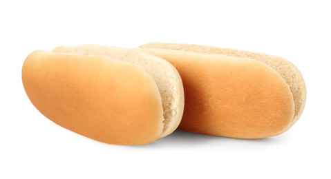 Two fresh hot dog buns isolated on white