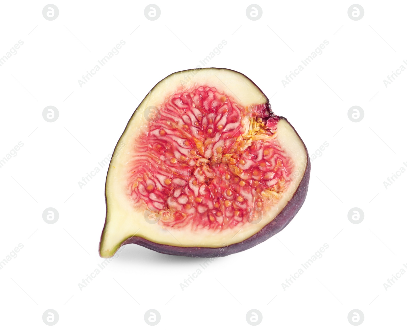 Photo of Half of ripe fresh fig isolated on white