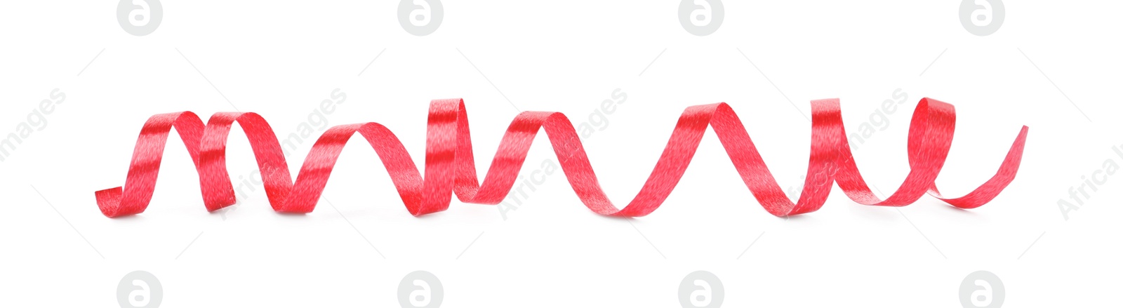 Photo of Shiny pink serpentine streamer isolated on white