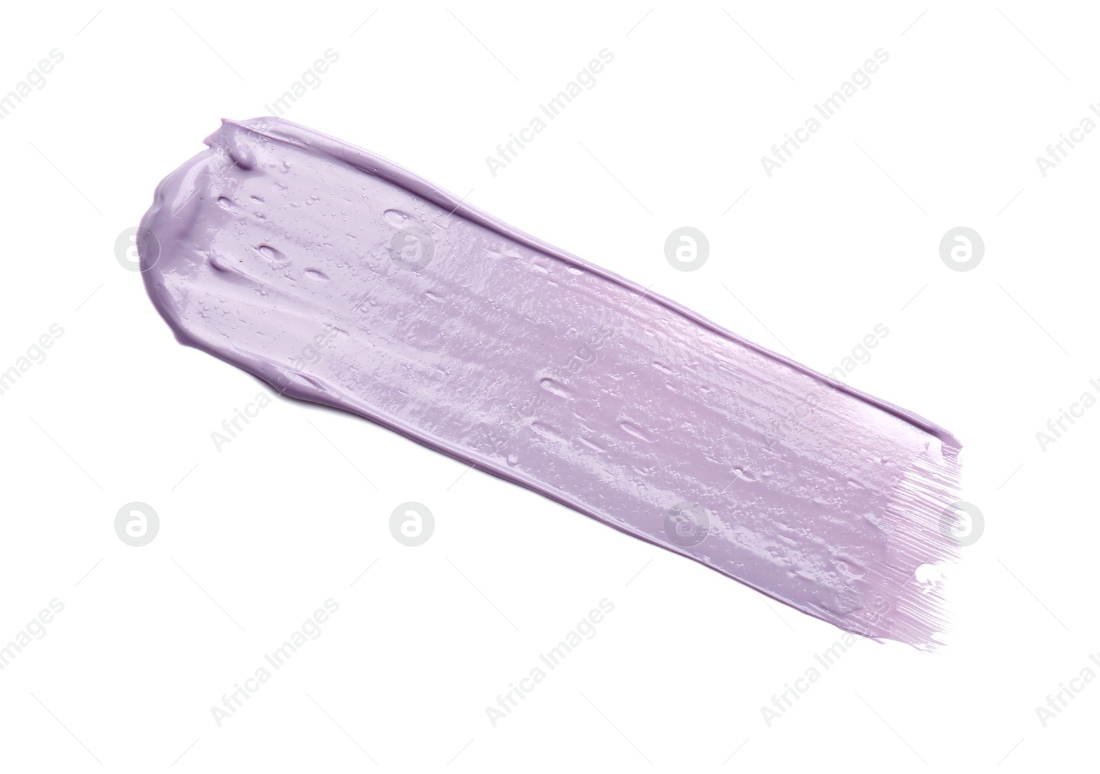 Photo of Stroke of purple correcting concealer on white background, top view
