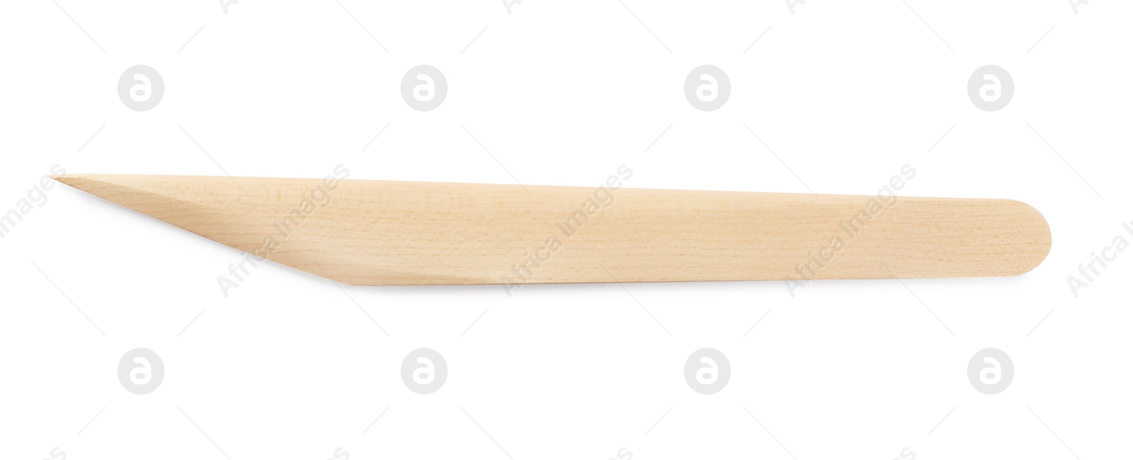 Photo of Wooden tool for clay modeling isolated on white, top view