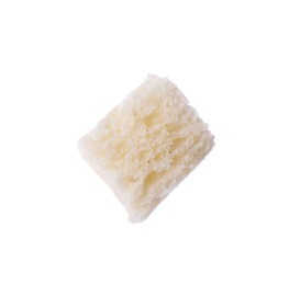 Photo of Crispy crouton isolated on white. Tasty snack