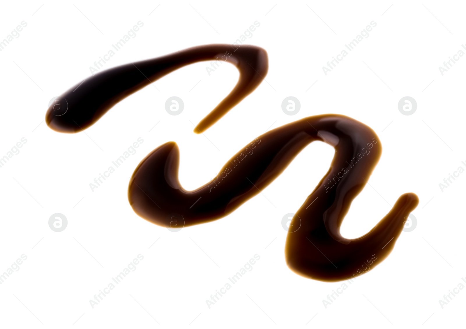 Photo of Balsamic glaze on white background. Salad dressing