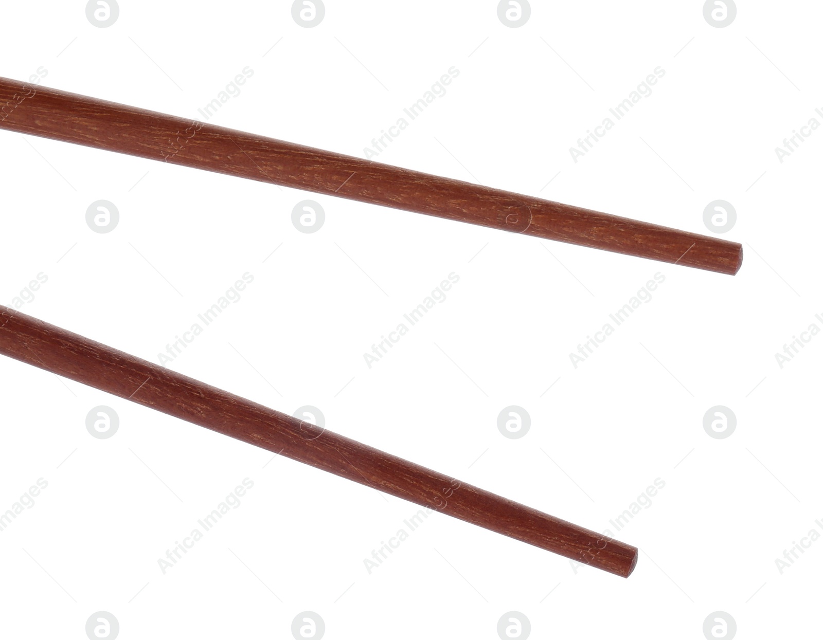 Photo of Pair of wooden chopsticks isolated on white