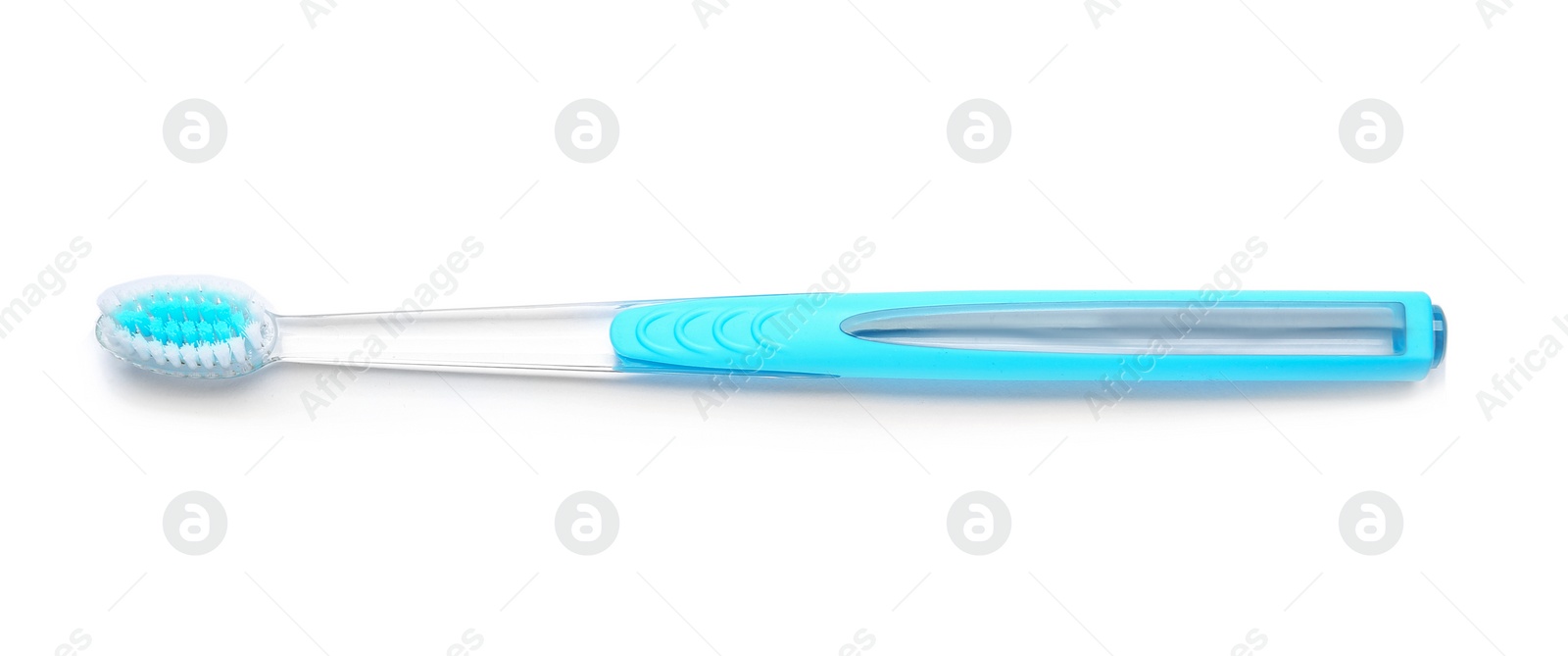 Photo of Color toothbrush on white background. Dental care