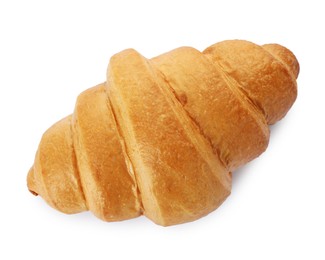 One delicious fresh croissant isolated on white, top view