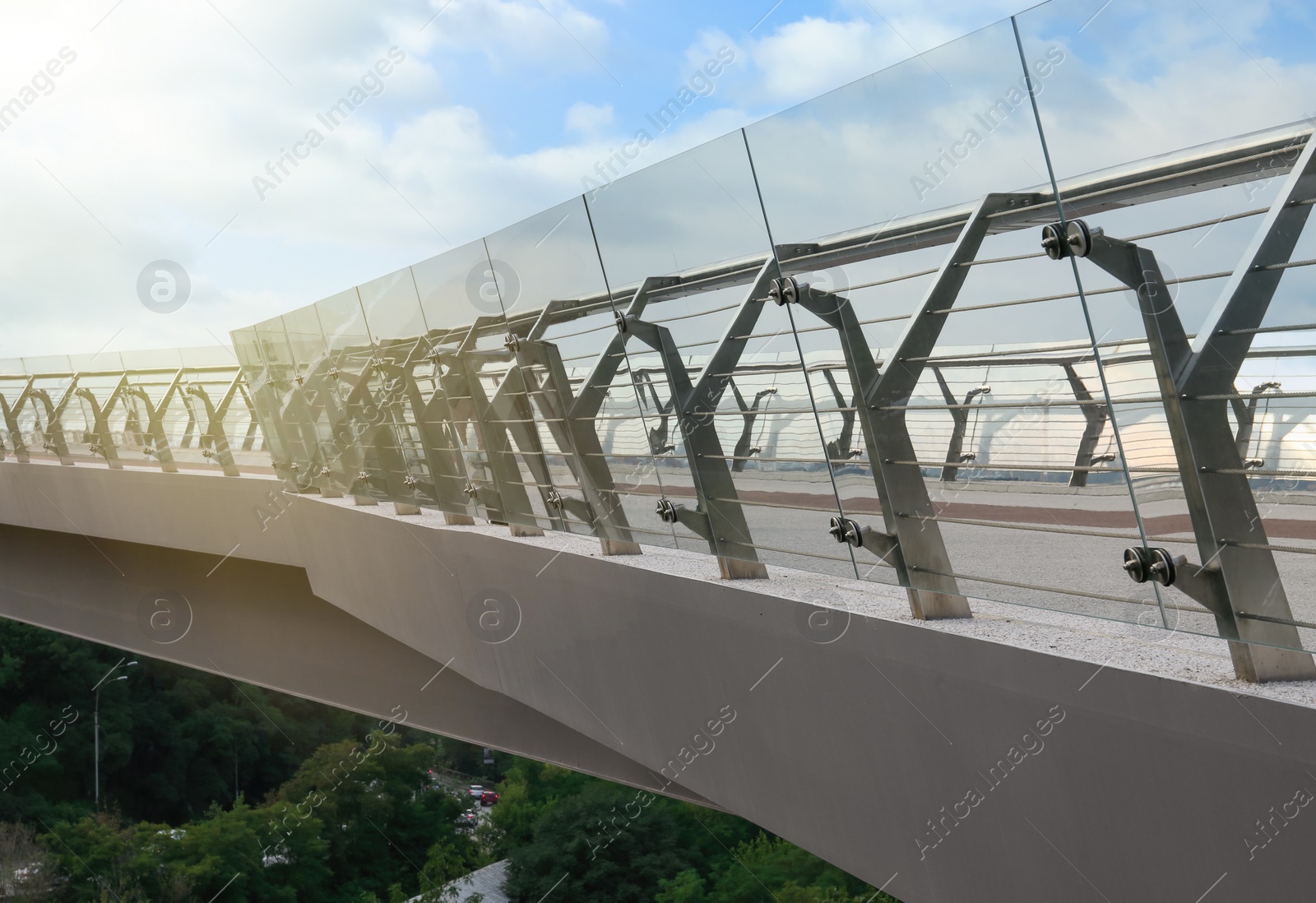 Photo of KYIV, UKRAINE - AUGUST 11, 2022: Pedestrian park bridge over Dnipro river