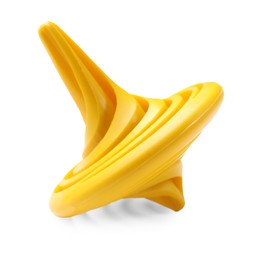 One yellow spinning top on white background