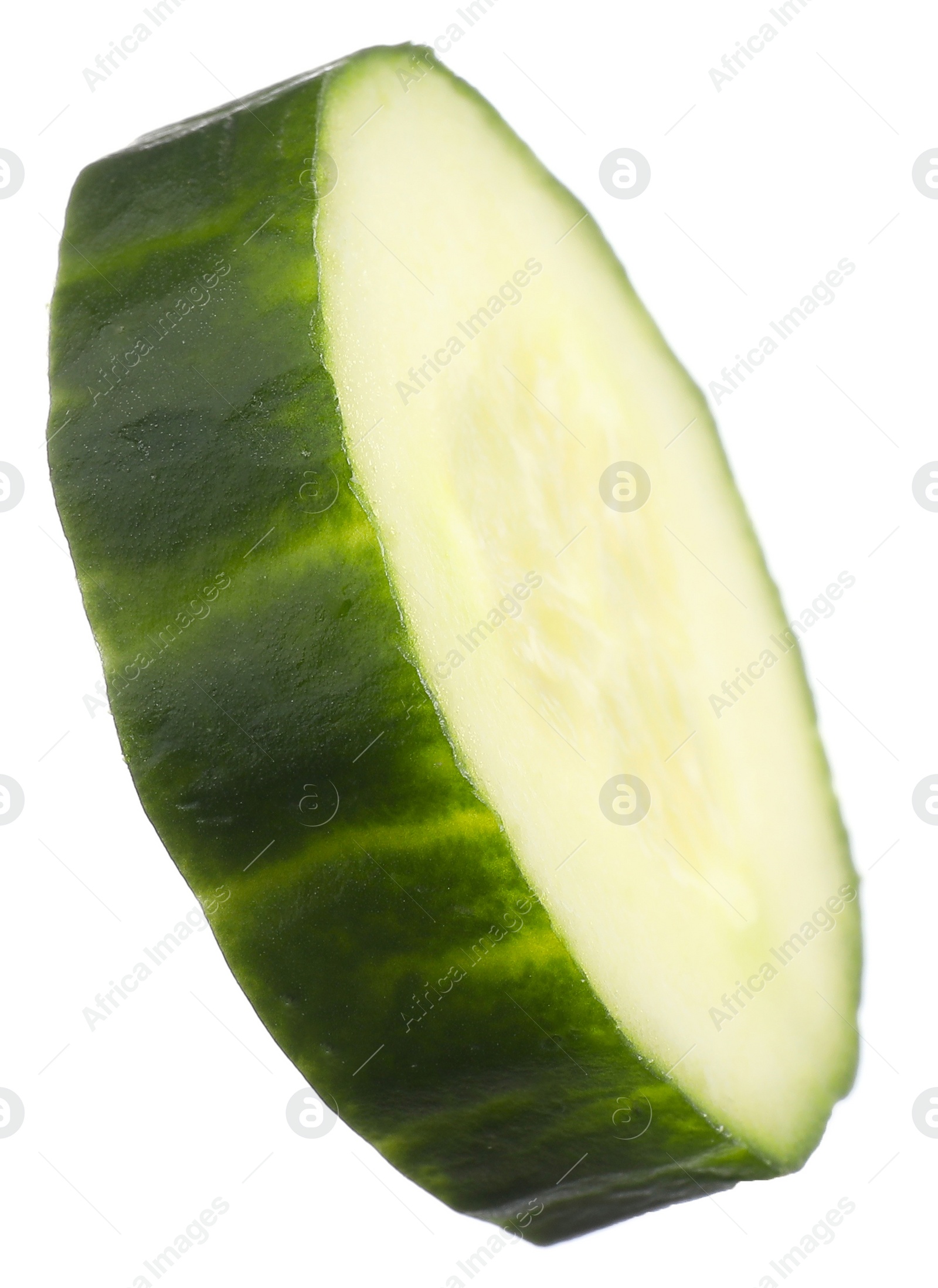 Photo of Slice of fresh cucumber isolated on white