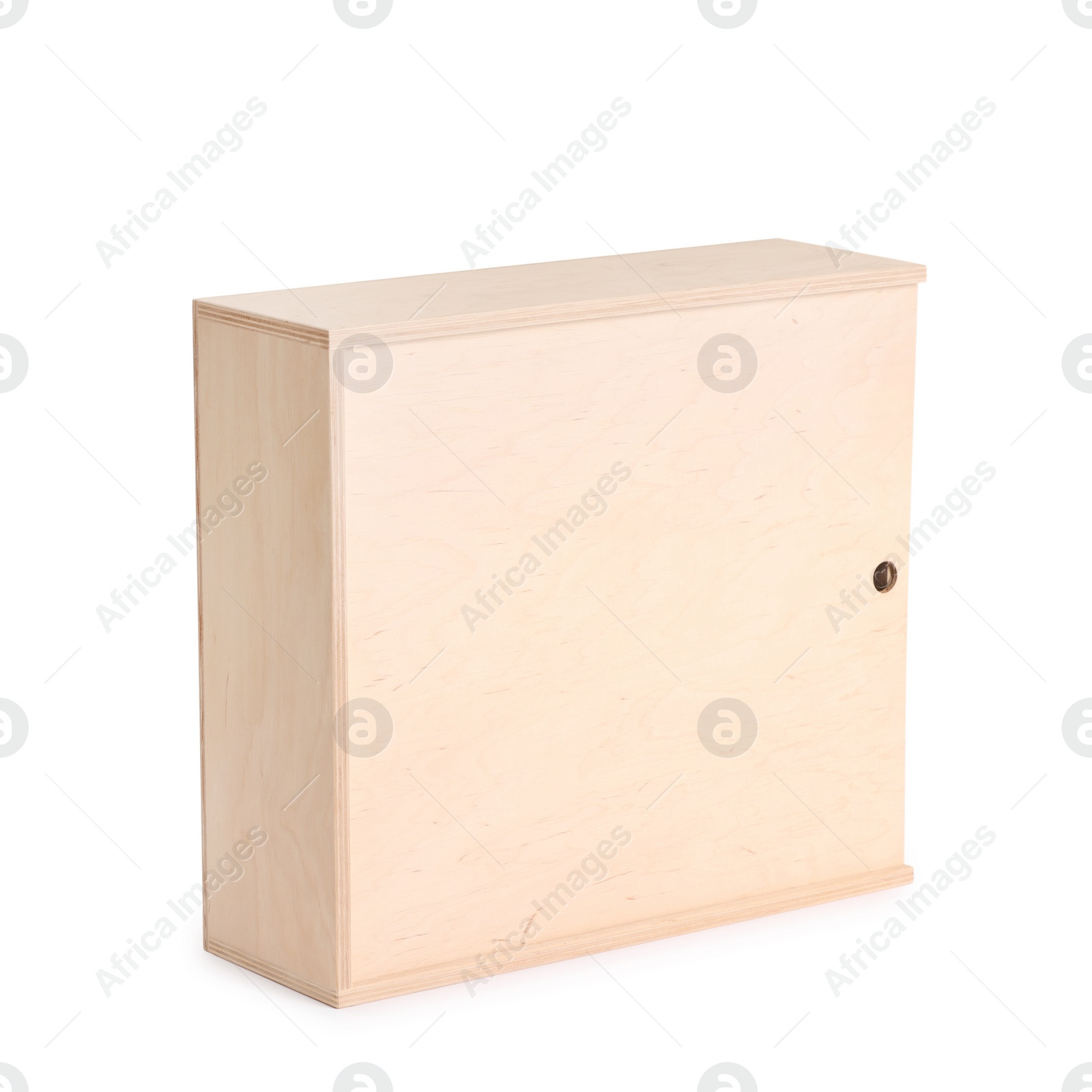 Photo of One wooden wine box isolated on white