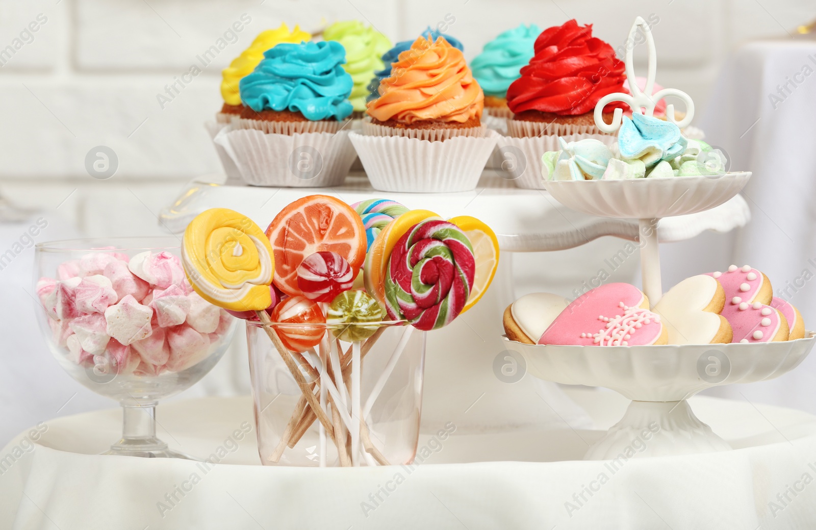 Photo of Candy bar with delicious treats for birthday party