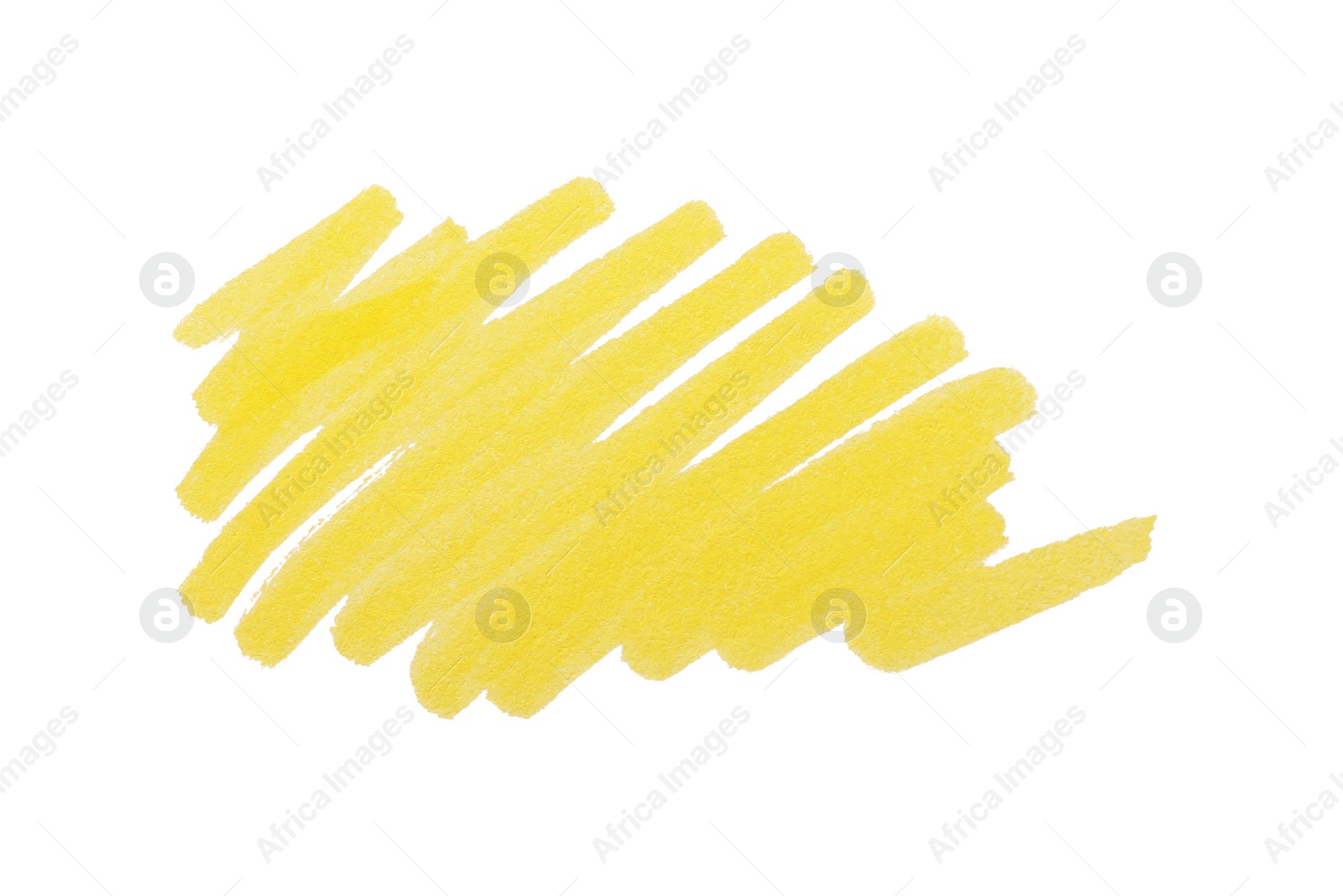 Photo of Stroke drawn with yellow marker isolated on white, top view