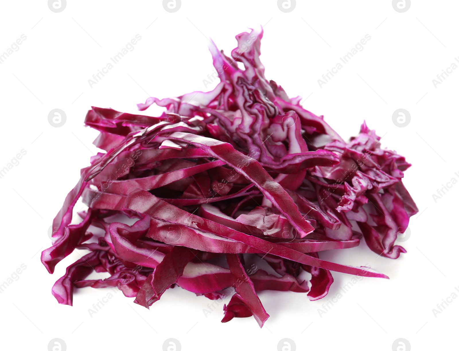 Photo of Chopped fresh red cabbage isolated on white