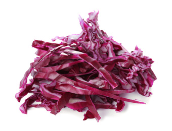 Chopped fresh red cabbage isolated on white