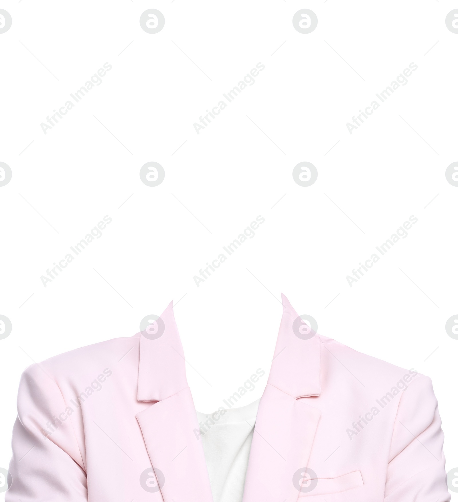 Image of Outfit replacement template for passport photo or other documents. Formal wear isolated on white