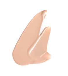 Sample of liquid foundation foundation on white background, top view