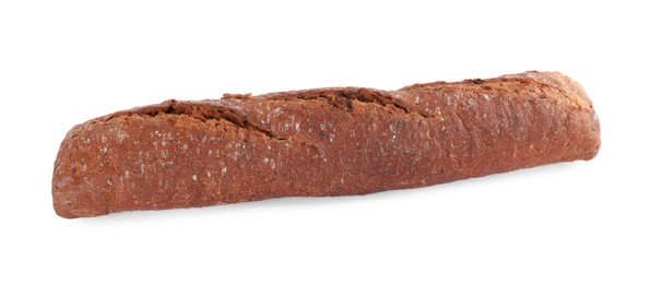 Photo of Tasty rye baguette isolated on white. Fresh bread