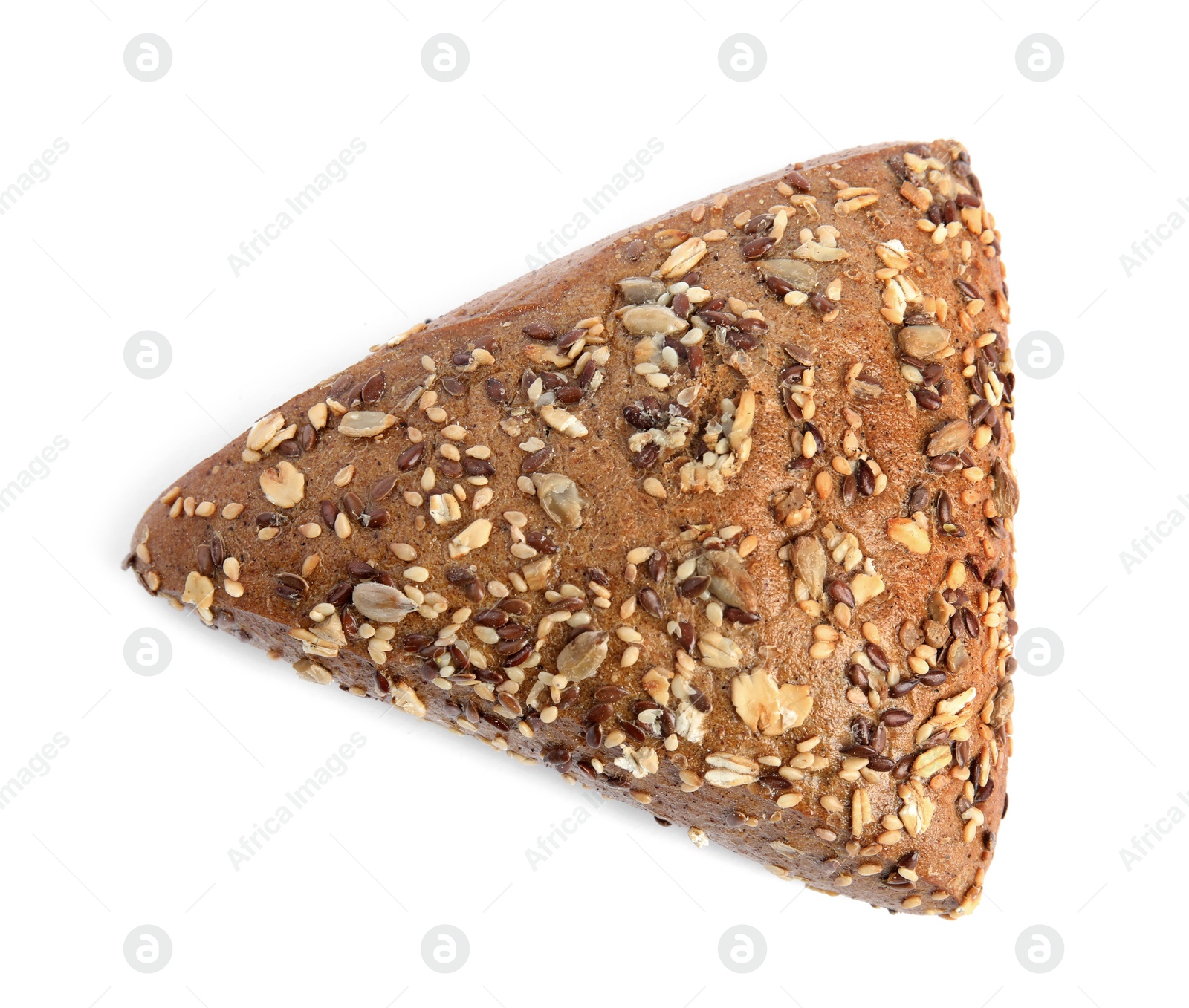 Photo of Fresh bread with different seeds on white background, top view