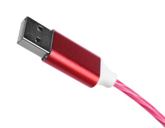 Photo of Type A connector of red USB cable isolated on white