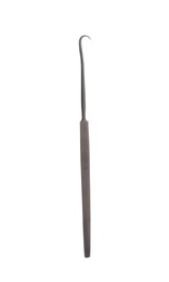 Photo of Surgical hook on white background. Medical instrument