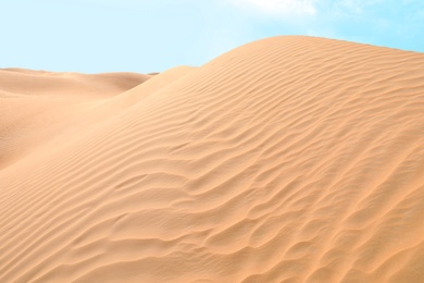 Photo of Picturesque landscape of sandy desert on hot day