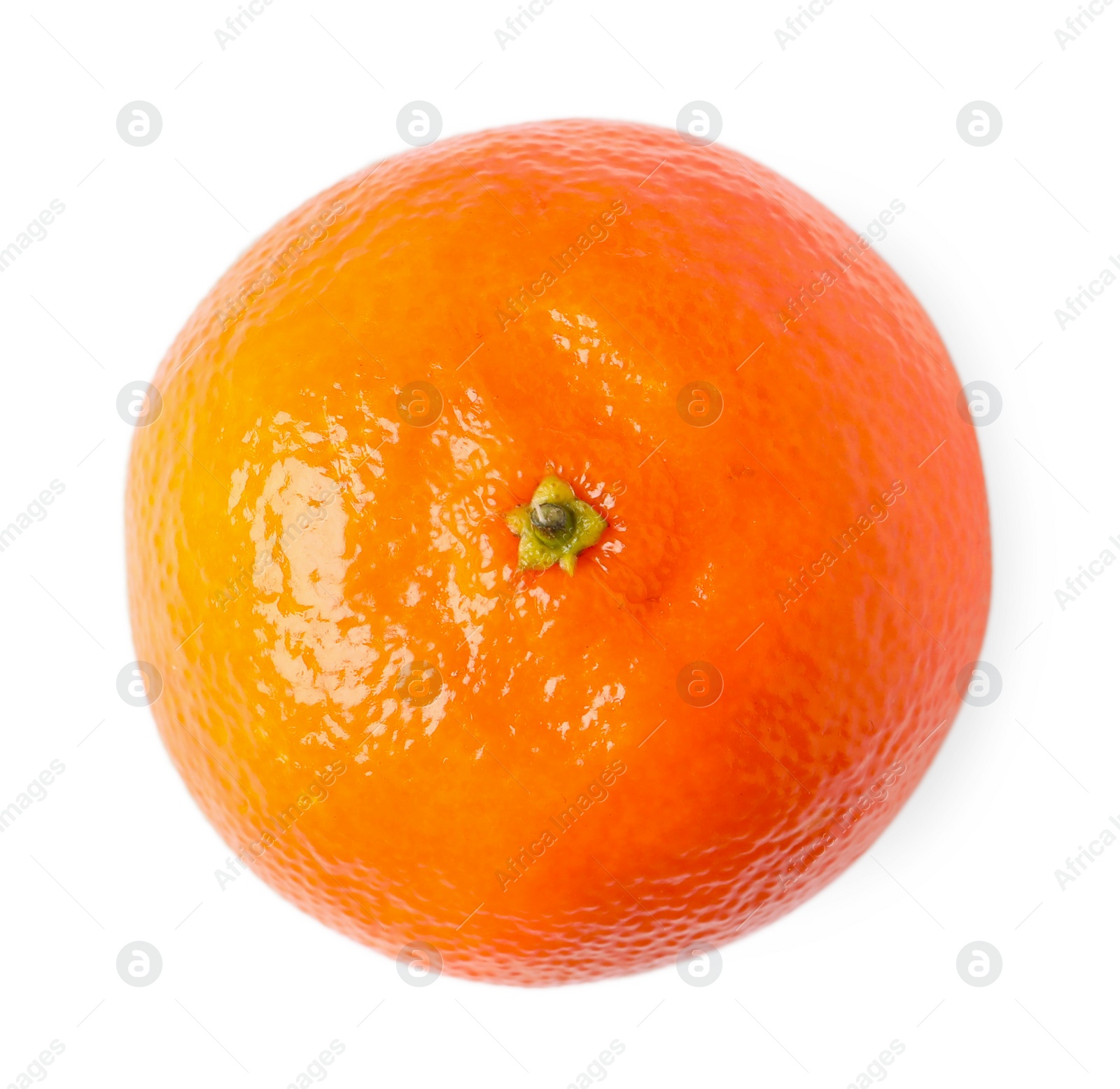 Photo of Fresh ripe tangerine isolated on white, top view