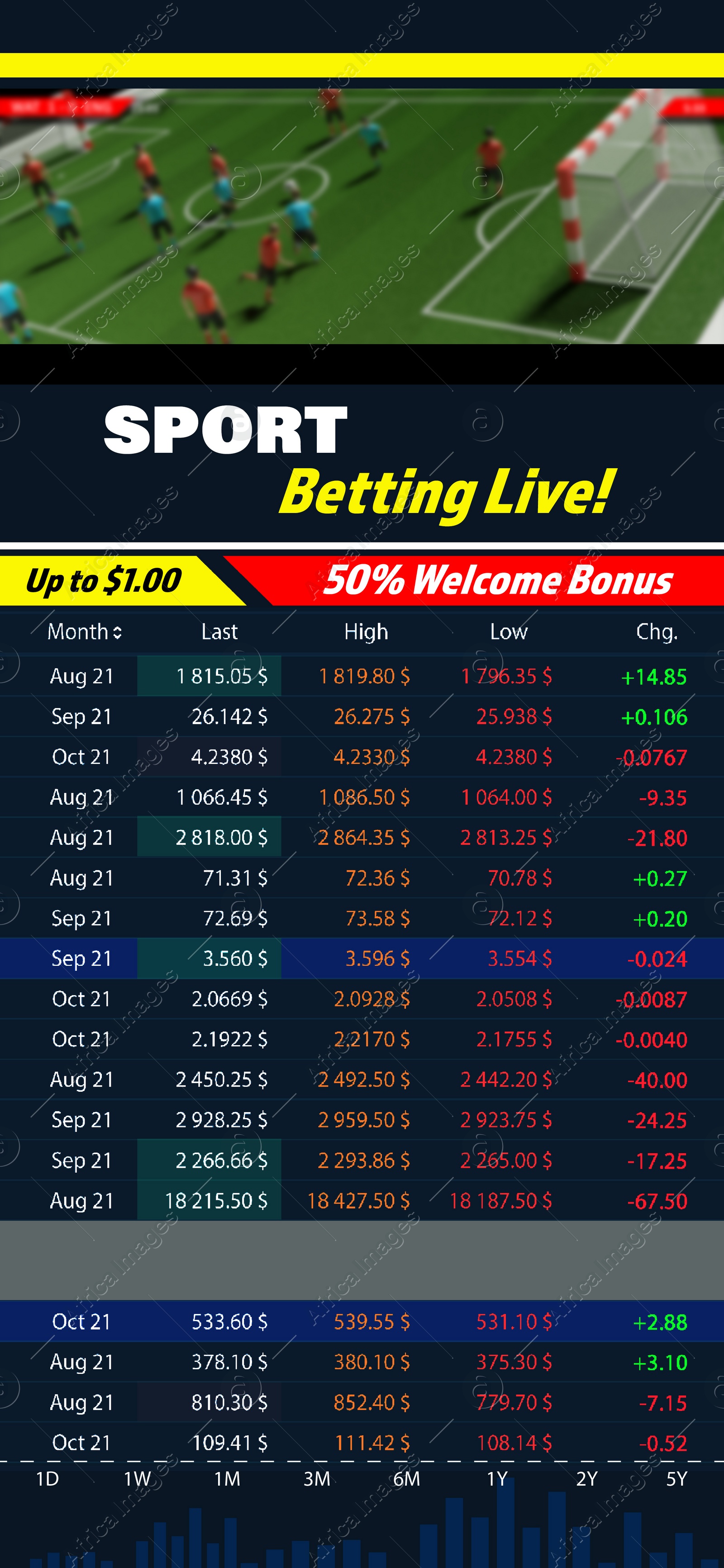 Illustration of Page of sports betting site with data