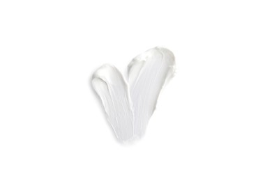 Photo of Sample of facial cream isolated on white, top view