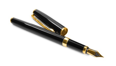 Photo of Beautiful fountain pen with ornate nib isolated on white