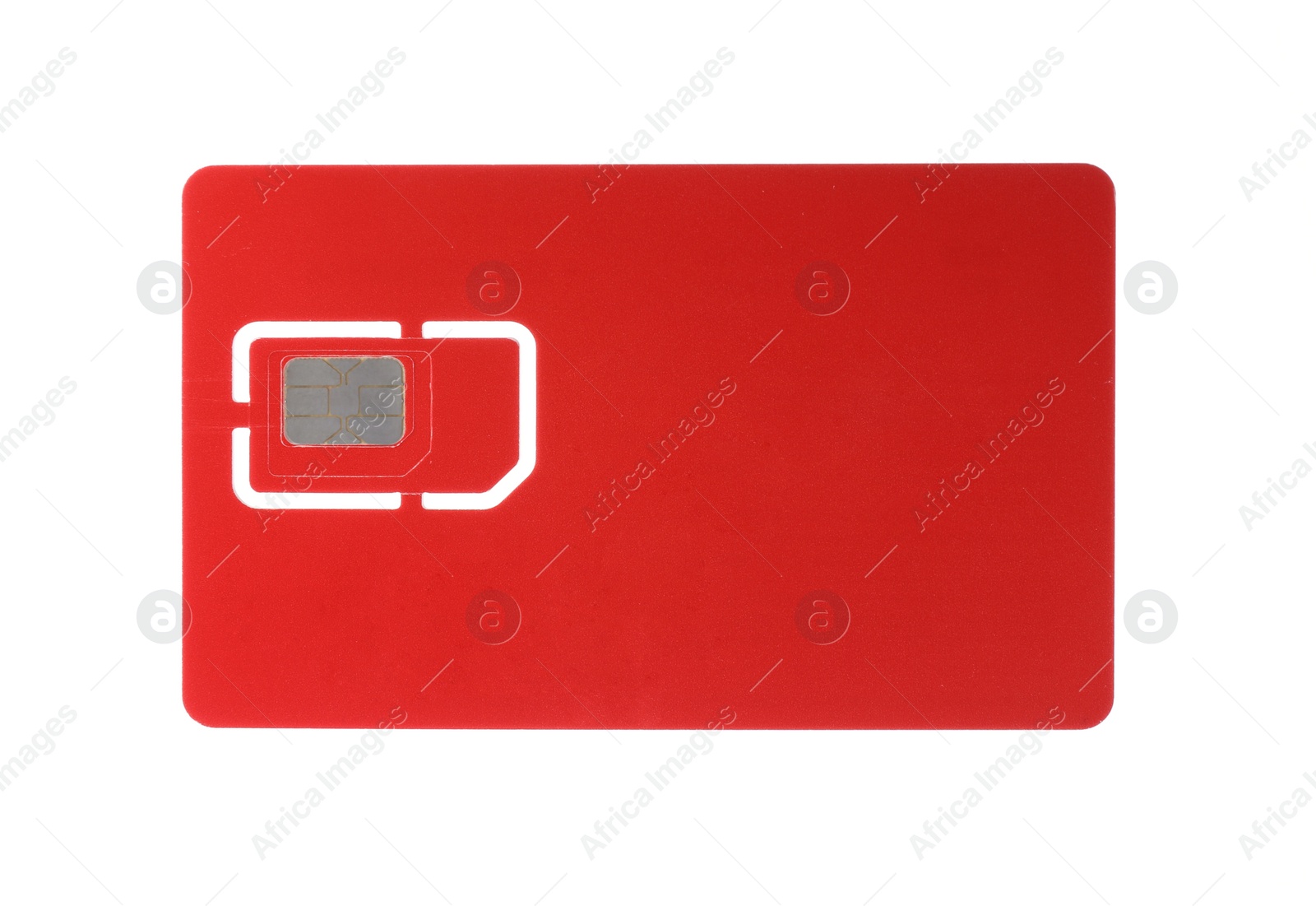 Photo of Modern red SIM card isolated on white