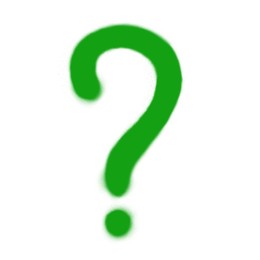 Illustration of Question mark drawn by green spray paint on white background
