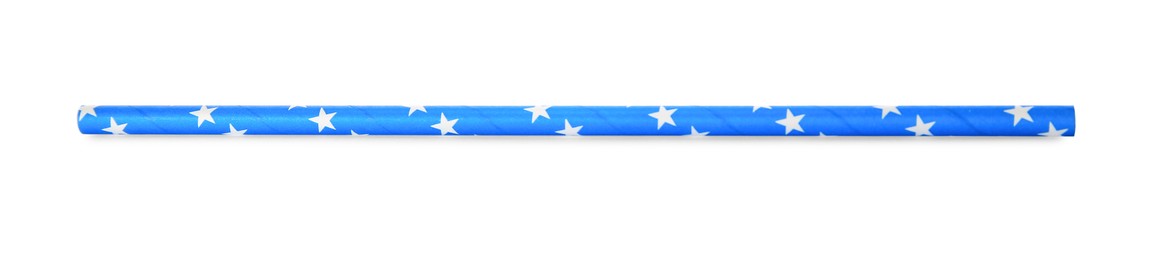 Photo of One paper straw with stars for drinking isolated on white