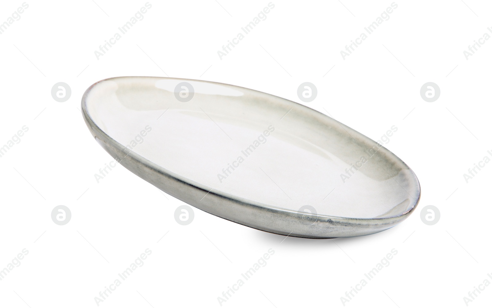 Photo of One empty ceramic plate isolated on white