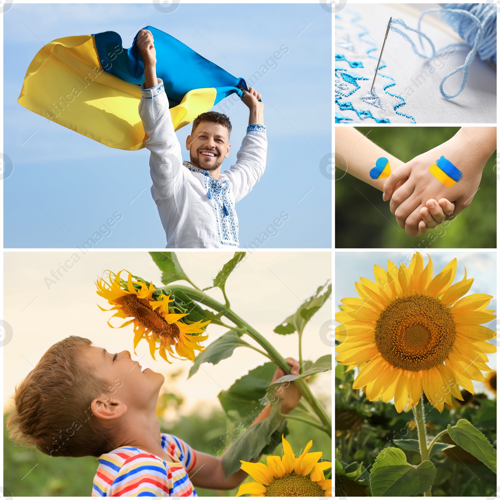 Image of Collage with different beautiful photos devoted to Ukrainian culture