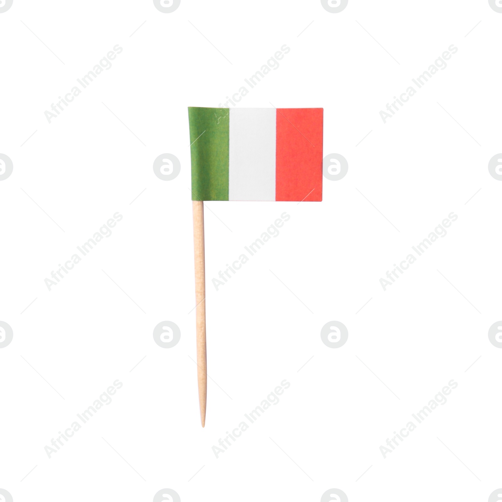 Photo of Small paper flag of Italy isolated on white, top view