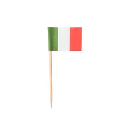 Photo of Small paper flag of Italy isolated on white, top view