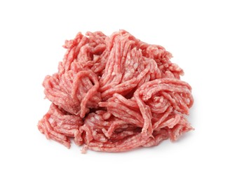 Photo of Pile of fresh raw ground meat isolated on white