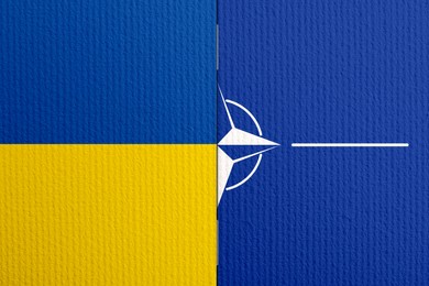 Flags of Ukraine and North Atlantic Treaty Organization