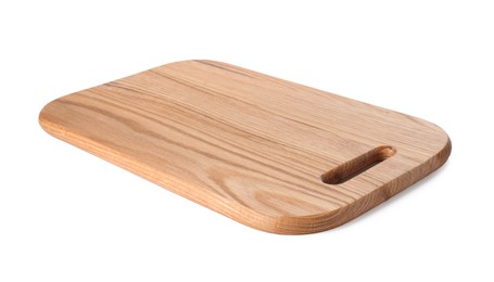 Photo of One wooden cutting board on white background