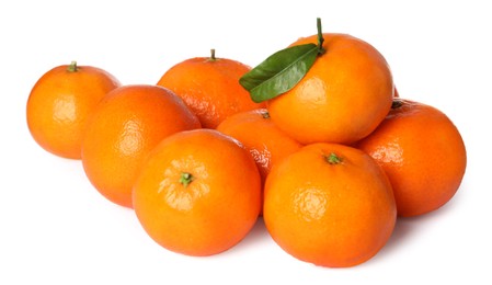 Fresh ripe juicy tangerines isolated on white