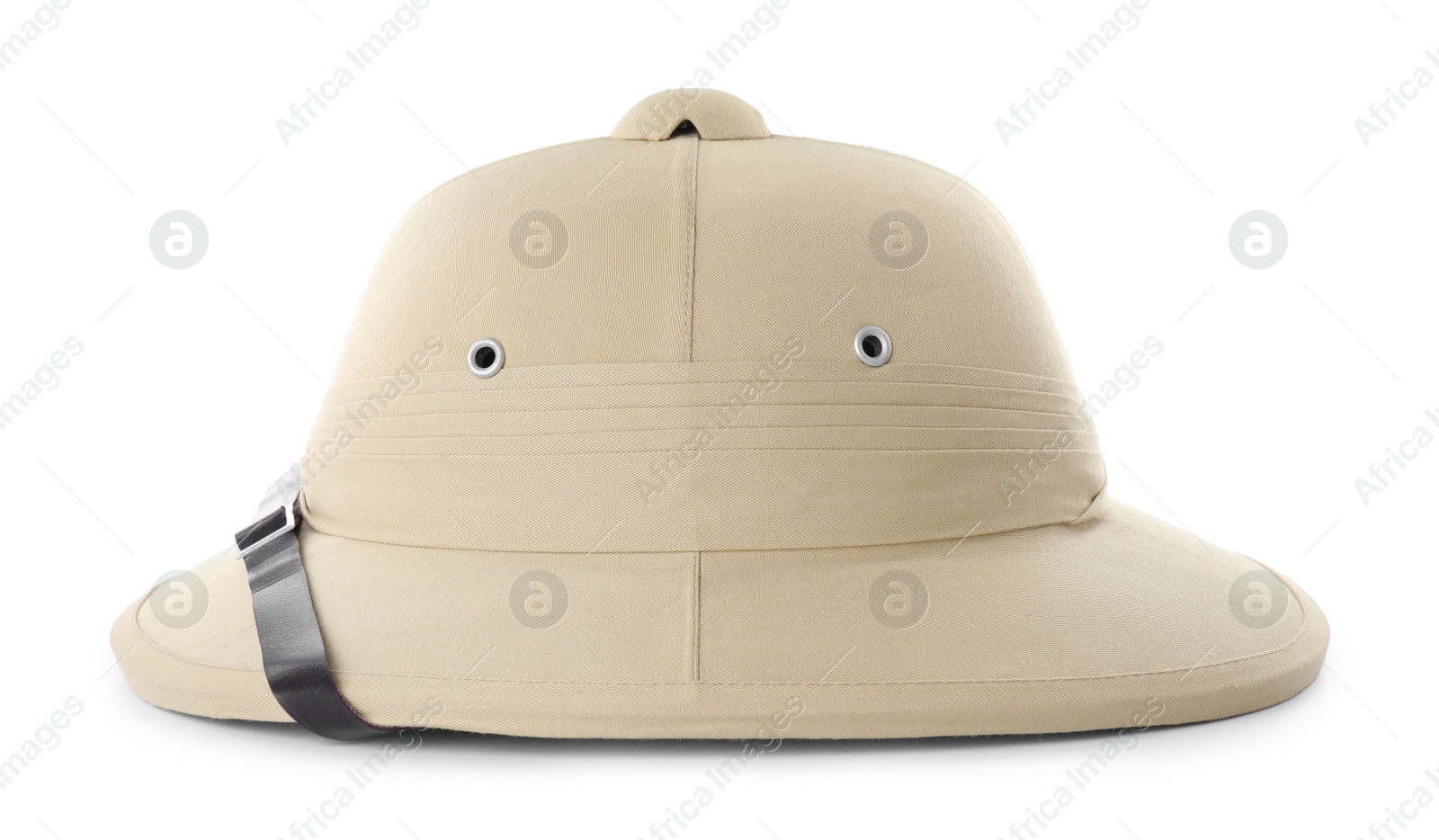 Photo of Stylish safari hat isolated on white. Trendy headdress