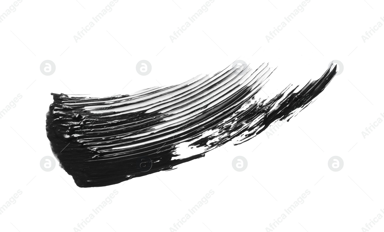 Photo of Smear of black mascara isolated on white, top view