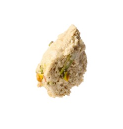 Photo of Piece of tasty pistachio halva isolated on white