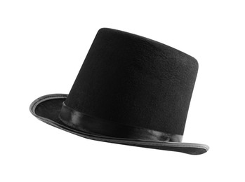 Black magician top hat isolated on white