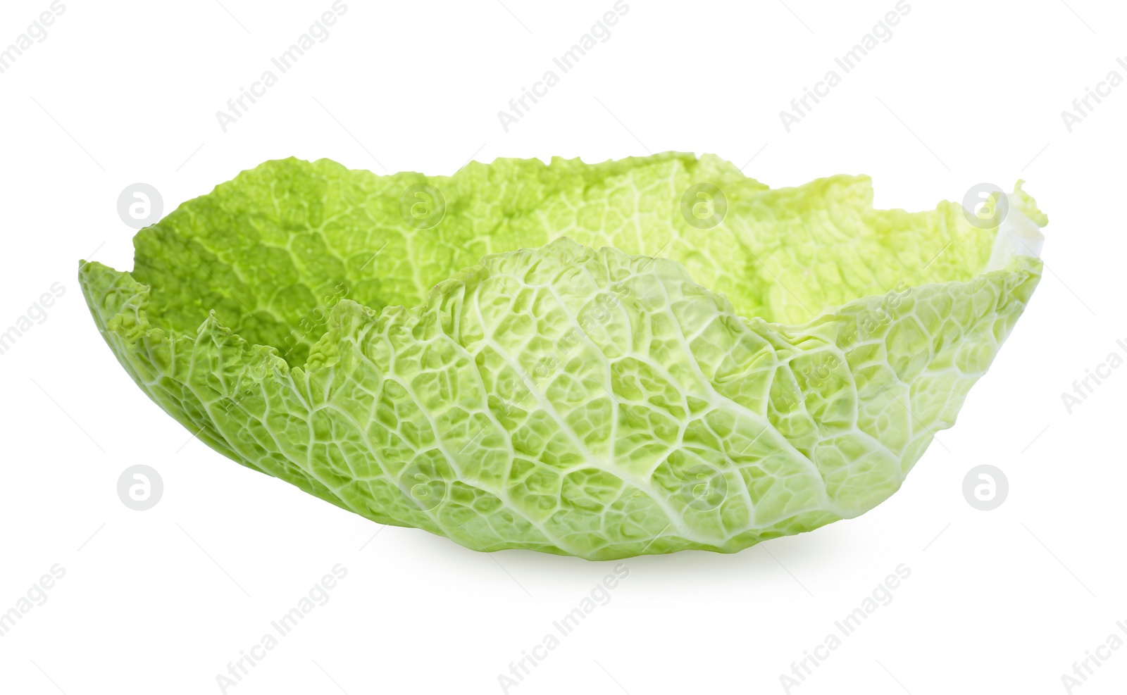 Photo of Fresh leaf of savoy cabbage isolated on white