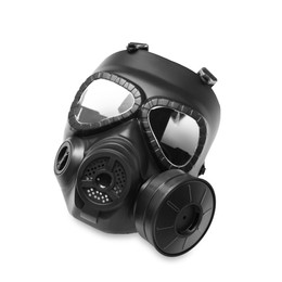 Photo of One gas mask on white background. Safety equipment