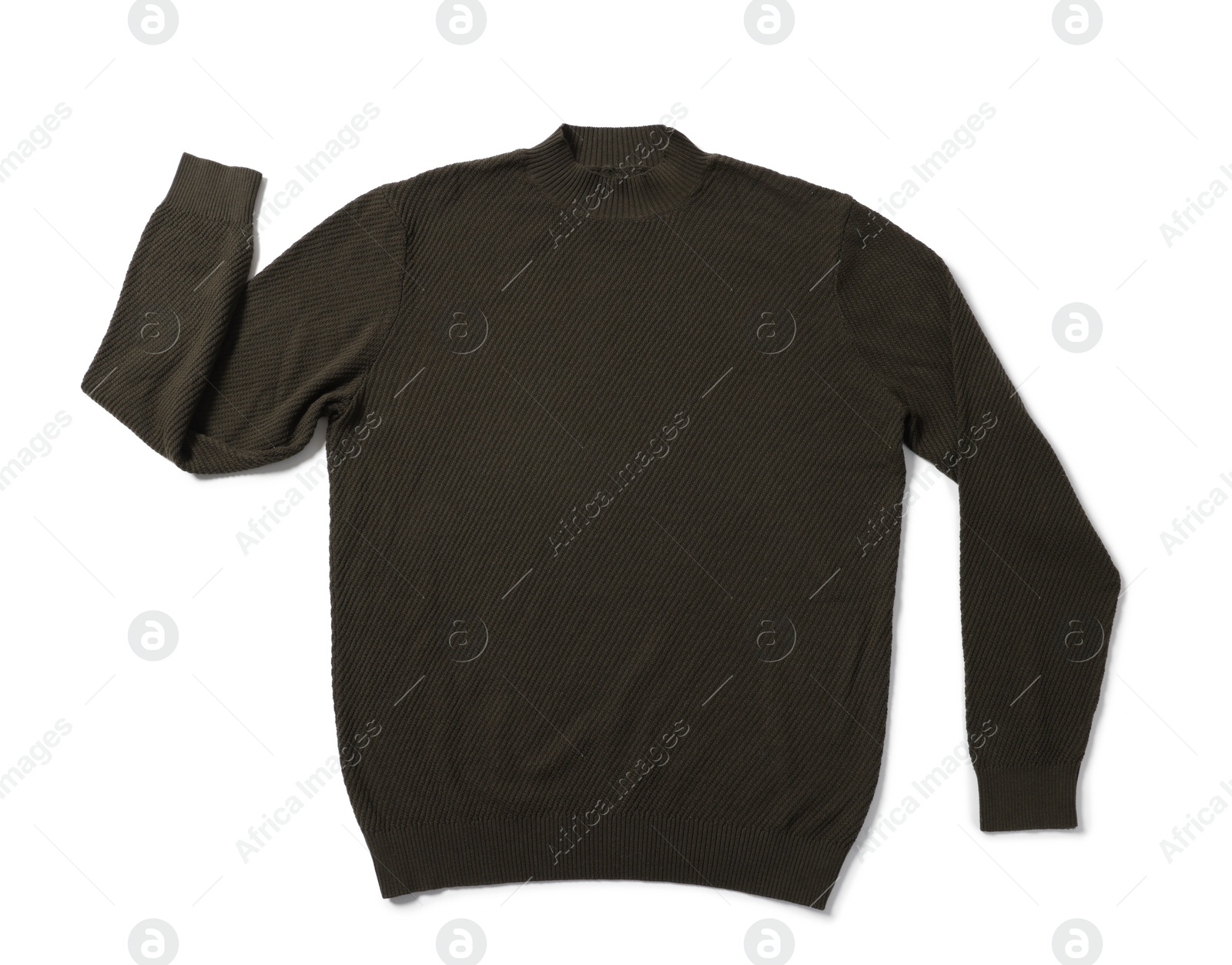 Photo of Stylish casual sweater isolated on white, top view