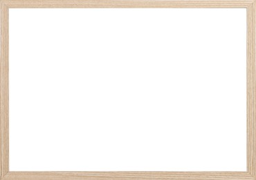 Wooden frame with blank white background. Mockup for design