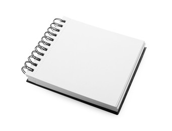 Photo of One notebook with blank pages isolated on white